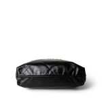23A Black Calfskin Quilted 22 Hobo Bag Small Aged Gold Hardware - Image 4