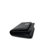 Black Caviar Quilted Crystal CC Wallet on Chain WOC LGHW - Image 12
