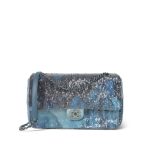 18S Blue Waterfall Sequin Jumbo Single Flap Bag Silver Hardware - Image 9