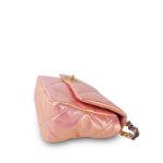 Pink Iridescent Calfskin Quilted 19 Flap Small Mixed Hardware - Image 8