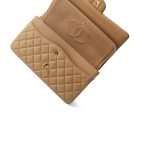 Vintage Beige Lambskin Quilted Medium Classic Flap Gold Hardware - Image 12