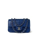 Blue Python Mini Rectangular Flap Silver Hardware - Image 12
