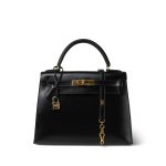 Kelly Sellier 28 Black Box Calfskin Gold Plated (U) Stamp