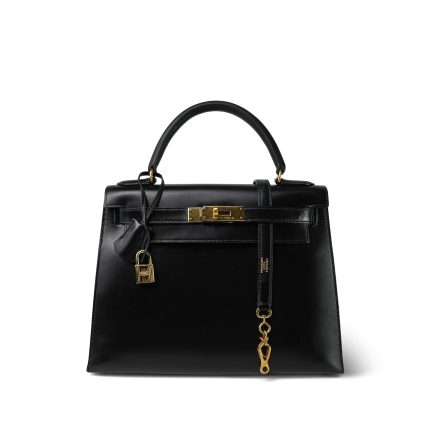 Kelly Sellier 28 Black Box Calfskin Gold Plated (U) Stamp
