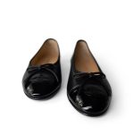 10B Black Lambskin Patent Cap Toe CC Ballerina Flats Size 40 - Image 4
