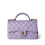 24P Lavender Lambskin Mini Top Handle Light Gold Hardware