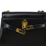 Mini Kelly Sellier 20 Black Box Calfskin Gold Plated M Circle Stamp - Image 7