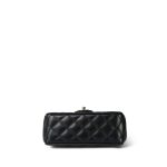 23A Black Lambskin Quilted Mini Crystal Top Handle Light Gold Hardware - Image 4
