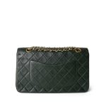 Vintage Dark Green Lambskin Quilted Classic Flap Medium Gold Hardware - Image 5