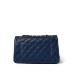 22P Navy Caviar Quilted Classic Flap Small Light Gold Hardware - Image 3