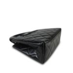23K Black Shiny Aged Calfskin Quilted Nano Kelly Shopper Aged Gold Hardware - Image 13