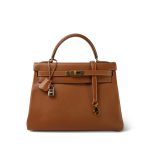 Kelly 32 Gold Epsom Gold Plated B Square Stamp