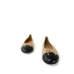 Beige/Black Lambskin Cap Toe CC Ballerina Flats Size 41.5 - Image 4