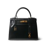 Kelly Sellier 28 Black Box Calfskin Gold Plated [A] Stamp