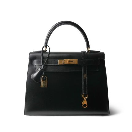Kelly Sellier 28 Black Box Calfskin Gold Plated [A] Stamp