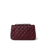 Burgundy Lambskin Quilted Mini Rectangular Flap Silver Hardware - Image 4