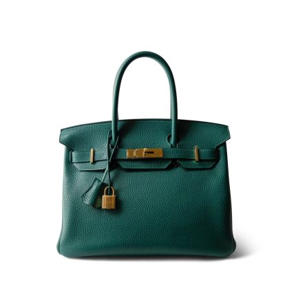 Birkin 30 Malachite Togo Gold Plated T Stamp