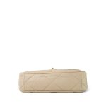 Light Beige Goatskin Quilted Large 19 Flap Mixed Hardware - Image 3