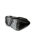 Black Silver Metallic Python Jumbo Double Flap - Image 5