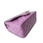 20C Purple Patent Quilted Mini Rectangular Flap Light Gold Hardware - Image 11