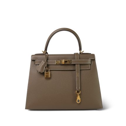Kelly Sellier 28 Etoupe Epsom Gold Plated Y Stamp