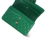 24A Green Caviar Quilted Classic Flap Small Light Gold Hardware - Image 12