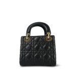 Mini Lady Dior Bag Black Lambskin Cannage Light Gold Hardware - Image 9