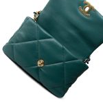 21A Dark Green Lambskin Quilted 19 Flap Small Mixed Hardware - Image 10