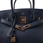Birkin 30 Bleu Nuit Veau Togo Rose Gold Plated D Stamp - Image 11