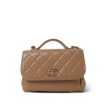 22B Beige Caviar Quilted Business Affinity Medium Flap Light Gold Hardware