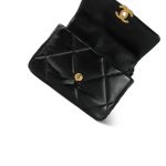 22C Black Lambskin Quilted Small 19 Flap Mixed Hardware - Image 14