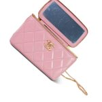Pink Glazed Calfskin Quilted Small Vanity Case Gold Hardware - Image 14