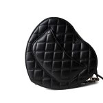 22S CC In Love Black Lambskin Quilted Large Heart Bag LGHW - Image 7