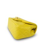 23C Yellow Lambskin Quilted Pearl Crush Mini Square Flap Aged Gold Hardware - Image 8
