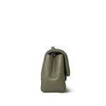 21B Dark Green Lambskin Quilted Mini Rectangular Flap Silver Hardware - Image 4