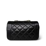 Black Lambskin Quilted Diana Flap Small Gold Hardware - Image 5