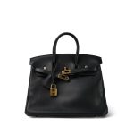 Birkin 25 Black/ Noir Swift Gold Plated A Stamp - Image 5