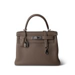Kelly 28 Retourne Etoupe Clemence Palladium Plated Z Stamp