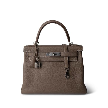 Kelly 28 Retourne Etoupe Clemence Palladium Plated Z Stamp