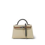 Mini Kelly Sellier II Tri-Color Horseshoe (HSS) Nata/Gris Meyer/Chai Epsom Palladium Plated U Stamp