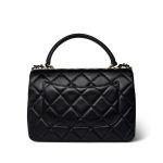 Black Lambskin Quilted Trendy CC Small Light Gold Hardware - Image 4