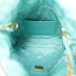 24C Turquoise Calfskin Quilted Mini 22 Bag Aged Gold Hardware - Image 16