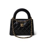 24P Black Shiny Aged Calfskin Nano Kelly Shopper Aged Gold Hardware - Image 5