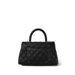 24P Black Caviar Quilted Coco Handle Small Light Gold Hardware - Image 3