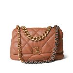 21K Caramel Lambskin Quilted 19 Flap Medium/Large Aged Gold Hardware - Image 3
