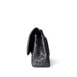 Black Silver Metallic Python Medium Classic Flap - Image 2
