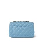 Light Blue Lambskin Quilted Mini Rectangular Flap Light Gold Hardware - Image 5