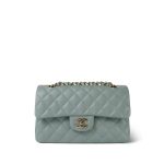 23C Dark Green Caviar Quilted Classic Flap Small Light Gold Hardware