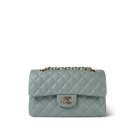 23C Dark Green Caviar Quilted Classic Flap Small Light Gold Hardware