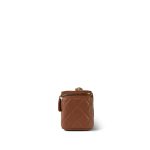 24K Caramel Lambskin Quilted Pearl Crush Vanity Case With Chain Aged Gold Hardware - Image 5